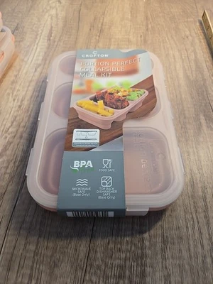 CROFTON PORTION PERFECT COLLAPSIBLE MEAL KIT Pink 3 SECTIONS - NEW - Image 1 of 4