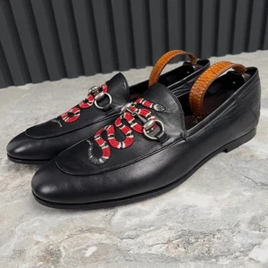 GUCCI Horsebit Jordaan Snake Collapsible Heel Loafer Black 9 G 9.5 US 43 EUR - Picture 1 of 13
