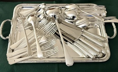 JUEGO DE CUBIERTOS CHAPADOS EN PLATA CHRISTOFLE AMERICA 51 PIEZAS PARA 12 PERSONAS Foto 1 de 4