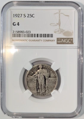 1927-S Standing Liberty Silver Quarter 25c NGC G4 2158983-023 Rare Date! - Image 1 of 4