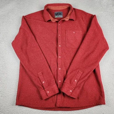 Camisa Stio Para Hombre Grande Roja Botón A Presión Manga Larga Exterior Cálida Informal Foto 1 de 4