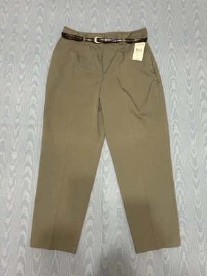 Pantalones para mujer Studio Works verde oliva plisados y con cinturón talla 18 Plus con cremallera•NUEVOS CON ETIQUETAS Foto 1 de 4