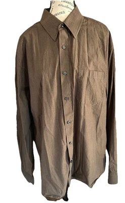 Camisa para hombre Nyne años 50 individual algodón marrón manga larga abotonada talla XL Foto 1 de 4