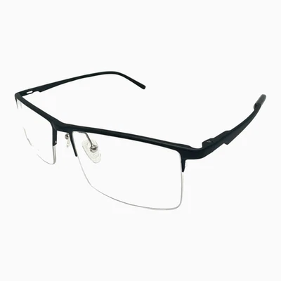 Anteojos para hombre rectangulares negros semi-sin montura 54-18-140 lentes de demostración elegantes Foto 1 de 4