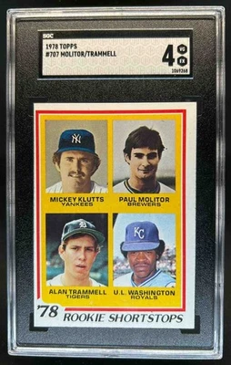 1978 Topps novato Mickey Klutts Paul Molitor Alan Trammell Washington #707 SGC 4 Foto 1 de 2