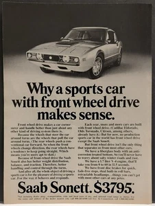 1972 Saab Sonett Auto Stampa Auto Annuncio Ruota Anteriore Drive V4 - Foto 1 di 1