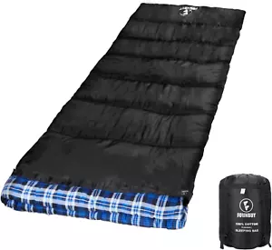 Cotton Big & Tall Cold-Weather Sleeping Bag, 3-4 Season Camping Sleeping Bag for - Picture 1 of 12