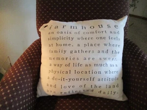 Mud Pie "Farmhouse" Square 21x21 Pillow COVER Country 100% Cotton ~ Zippered - Picture 1 of 6