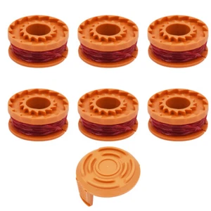 6 Pack 10ft For WORX WA0010 Replacement Spool Line With 1 Pack Spool Cap Cover - Picture 1 of 11