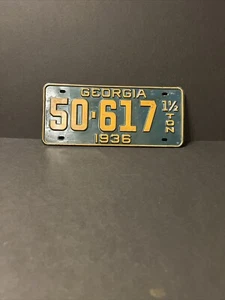 Etichetta targa vintage 1936 Georgia 398 1 tonnellata e mezza tonnellata - Foto 1 di 2