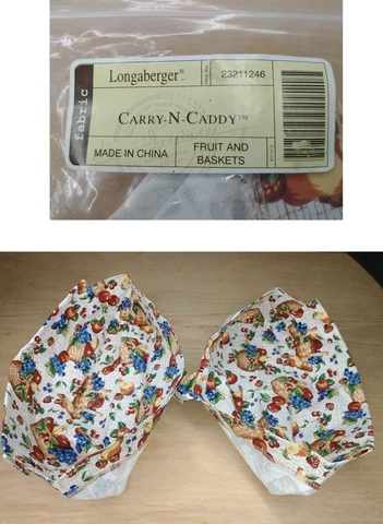 Longaberger Carry-n-Caddy Basket Liner Fruits & Baskets 23211246 NOS Fabric Cover