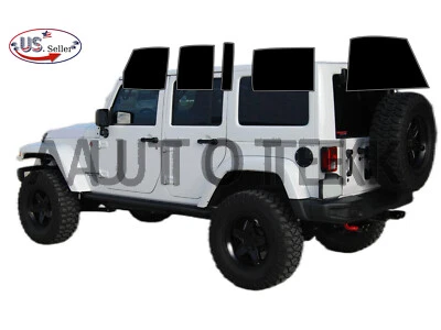 Película de ventana precortada para todos los lados para Jeep Wrangler 4 puertas ilimitado 2011-17 tinte de vidrio Foto 1 de 4