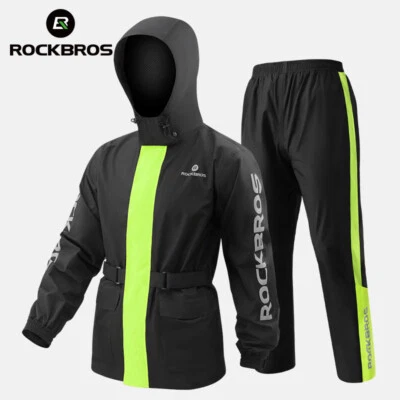 ROCKBROS Bicycle Cycling Raincoat Reflective Jacket Pants Set Storage Backpack - Image 1 of 4