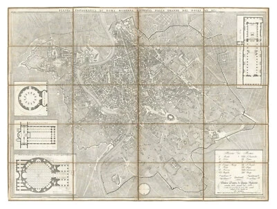 Mapa antiguo "Pianta Topografica Di Roma" (Roma - Italia) Venanzio Monaldini, 1832 Foto 1 de 4