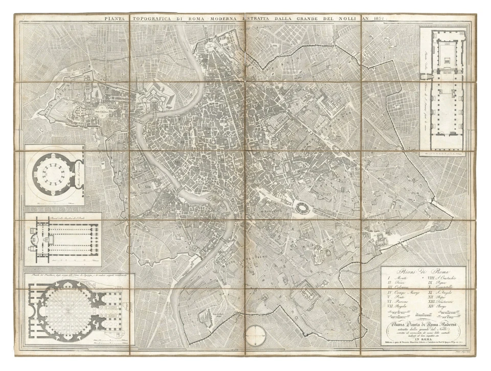 Antique Map "Pianta Topografica Di Roma" (Rome -Italy) Venanzio Monaldini, 1832 - Image 1 of 4