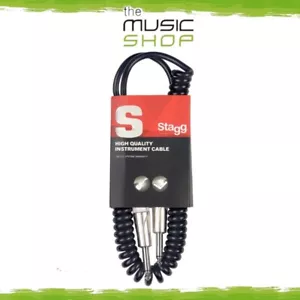 Stagg 20ft S-Series Black Coiled (Curly) Instrument/Guitar Cable - SGCC6DL - Picture 1 of 8