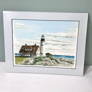 KURT W KELLER Signed Art Print Portland Lighthouse Cape Elizabeth Maine 11"x14" - Picture 1 of 5