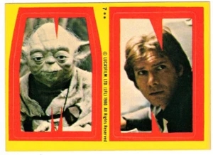 1980 pegatina Topps Empire Strikes Back S. 1 # 7 M&N - Yoda/Han (ex-mt) A - Imagen 1 de 2
