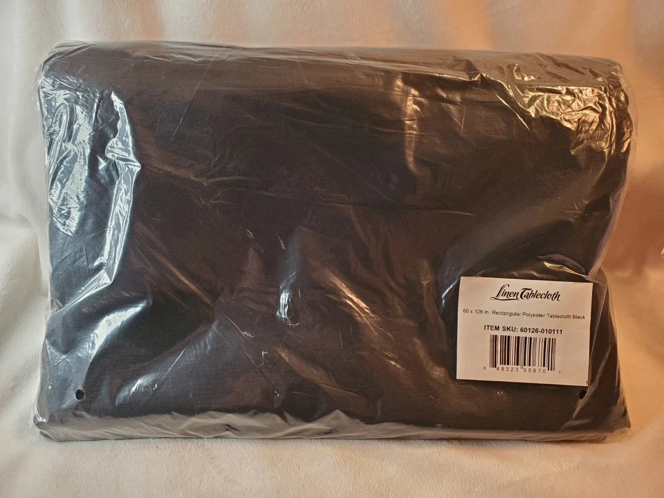 LinenTablecloth 60 X 126-inch Rectangular Polyester Tablecloth Black
