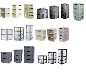 Large 2 3 & 4 Plastic Rattan Drawer Storage Tower Unit Chest Office Home School - Picture 1 of 53