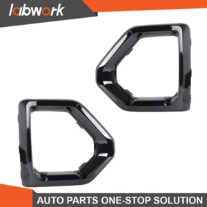 Labwork Fog Light Outer Bezel Cover For 19-21 GMC Sierra Denali SLT Black LH+RH - Picture 1 of 8