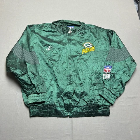 Vintage Green Bay Packers Jacket Mens XL Green Logo Athletic Player Windbreaker Cover
