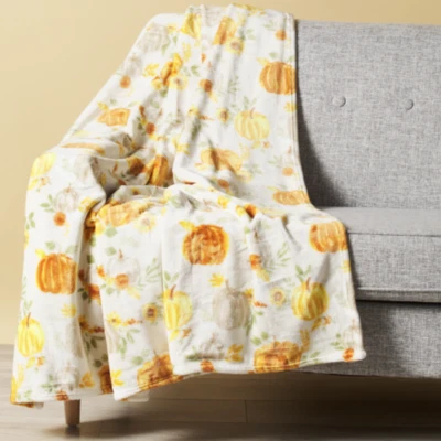 Manta Cynthia Rowley Calabaza Girasol Micro Vellón Otoño Diseñador Decoración Foto 1 de 4