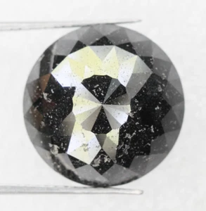 14.56 Ct Natural Loose Black Color Round Rose Cut Beautiful Engagement Diamond - Picture 1 of 12