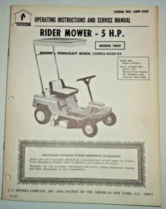 Penncraft JCPenny 1409 Aufsitzrasenmäher Traktor Besitzer/Service/Teilehandbuch OEM! - Bild 1 von 3