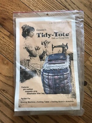 Vintage Tidy Tote Sewing Caddy Pin Cushion Fabric Scrap Bag Holder Pattern Kit  - Image 1 of 4