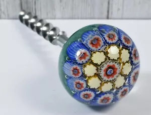 Schöner Vintage Vasart Millefiori Korkenzieher mit Glasgriff - Bild 1 von 4
