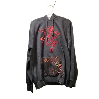 Fly Society Sudadera con Capucha Hombre Grande Gris Rojo Tropical Sudadera Foto 1 de 4