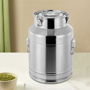 28 L Milk Can 304 Stainless Steel Milk Bucket Wine Pail Tote Jug with Sealed Lid - Picture 1 of 16