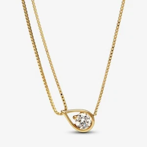*BRAND NEW* Pandora Infinite Yellow Gold Diamond Double Chain Necklace 352093C01 - Picture 1 of 4