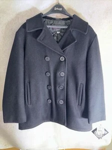 Rare Brand New SCHOTT NYC Women's Black Navy Peacoat, model DU750W, Size Large - Picture 1 of 10