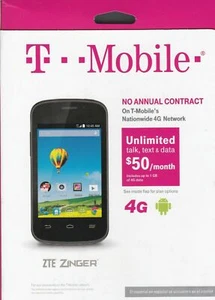 Neu versiegelt ZTE Zinger – 4 GB – Smartphone schwarz (T-Mobile) () - Bild 1 von 5