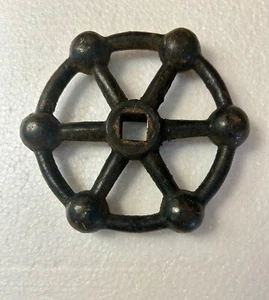 Cast Iron Valve Handle SCULPTURAL Steampunk Vintage Chic 5" 6 spokes - Picture 1 of 2
