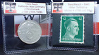 Nazi Germany Silver Coin + Ww2 Adolf Hitler Stamp Mnh Set Third Reich Lot 2 Mark