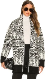 Veronica Beard Cardigan Carrington Belted Fair Isle Jacquard Wool Sz S - Picture 1 of 12