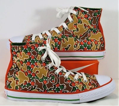 Converse Chuck Taylor все звезды GS Рождественский пряник Hi верхний холст Sz 4Y новый - Изображение 1 из 4