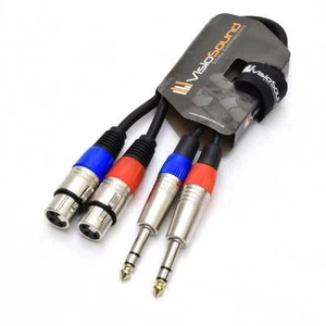 Hembra XLR a Cable Jack Estéreo TRS 6.35mm Doble / Cable señal Balanceado 0.5m - Imagen 1 de 2