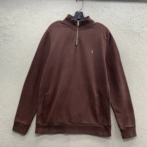 AllSaints Men’s Size Medium Dark Brown Raven Crew Sweatshirt Pullover Ramskull - Picture 1 of 15