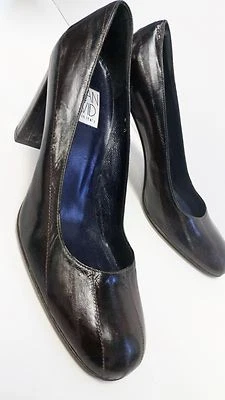 JOAN & DAVID ZAPATOS DE SALÓN CLÁSICOS PIEL DE ANGUILA MARRÓN CHOCOLATE ZAPATOS ITALIANOS TALLA 8 M Foto 1 de 4