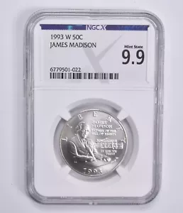 Mint State 9.9 1993-W James Madison Commemorative Half Dollar NGC X NGCX - Picture 1 of 5