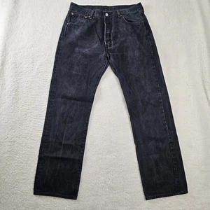 Pantalones de mezclilla Levi's 501 para hombre 34x31 negros botones mosca vaquerocore patinador ropa de calle - Imagen 1 de 13