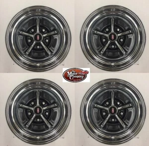 1968 1969 1970 Cutlass 442 SS1 Complete Rallye Wheel Set 15 x 8 Chrome / Black - Picture 1 of 1