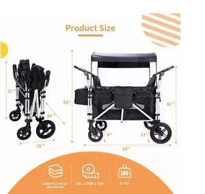 Stroller Wagon for 4 Kids, Wanan 4 Seater Stroller Wagon W/ Double Push Bar, 5-P - Picture 1 of 9