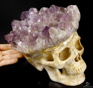 Amazing Titan 9.9" Amethyst Druse Carved Crystal Skull - Picture 1 of 15