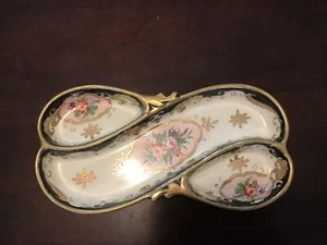 Vintage Morimura Nippon Hand-Painted Relish Dish 1911-1921 Floral Gold Leaf - Picture 1 of 5