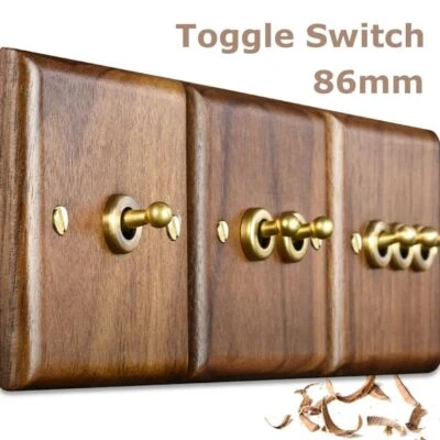 Black Walnut Wood Retro Home Light Switch Brass Lever 86mm Toggle Switch - image 1 of 4